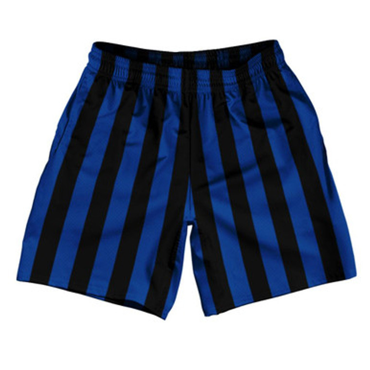 Royal Blue & Black Vertical Stripe Athletic Running Fitness Exercise Shorts 7" Inseam Shorts Made In USA by Ultras