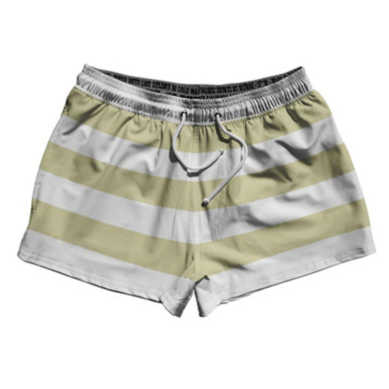 Vegas Gold & White Horizontal Stripe 2.5" Swim Shorts Made in USA by Ultras