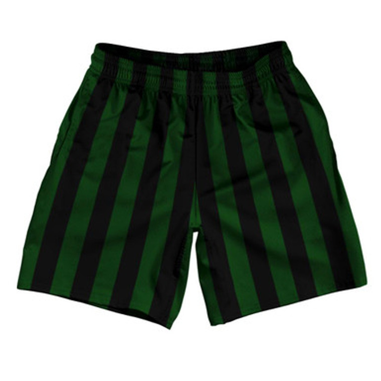 Forest Green & Black Vertical Stripe Athletic Running Fitness Exercise Shorts 7" Inseam Shorts Made In USA by Ultras