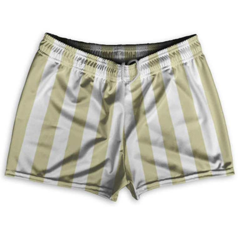 Vegas Gold & White Vertical Stripe Shorty Short Gym Shorts 2.5" Inseam Made In USA by Ultras