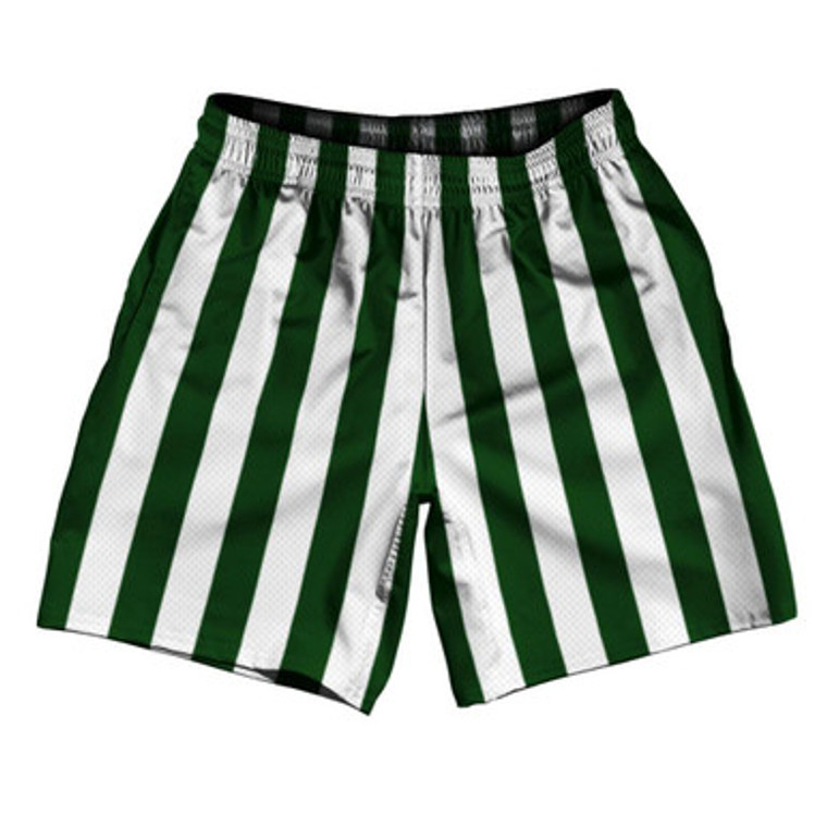 Forest Green & White Vertical Stripe Athletic Running Fitness Exercise Shorts 7" Inseam Shorts Made In USA by Ultras