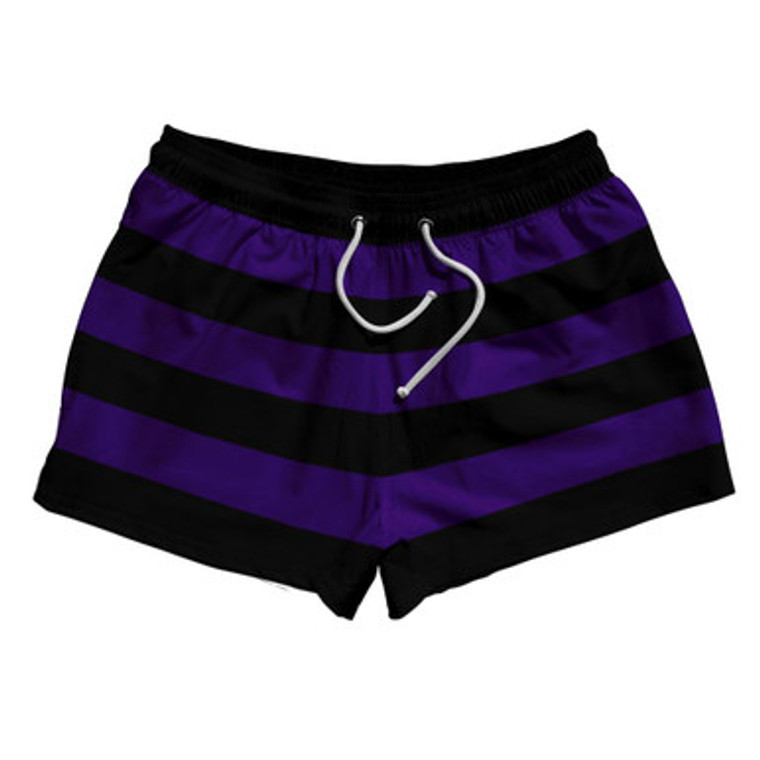 Laker Purple & Black Horizontal Stripe 2.5" Swim Shorts Made in USA by Ultras