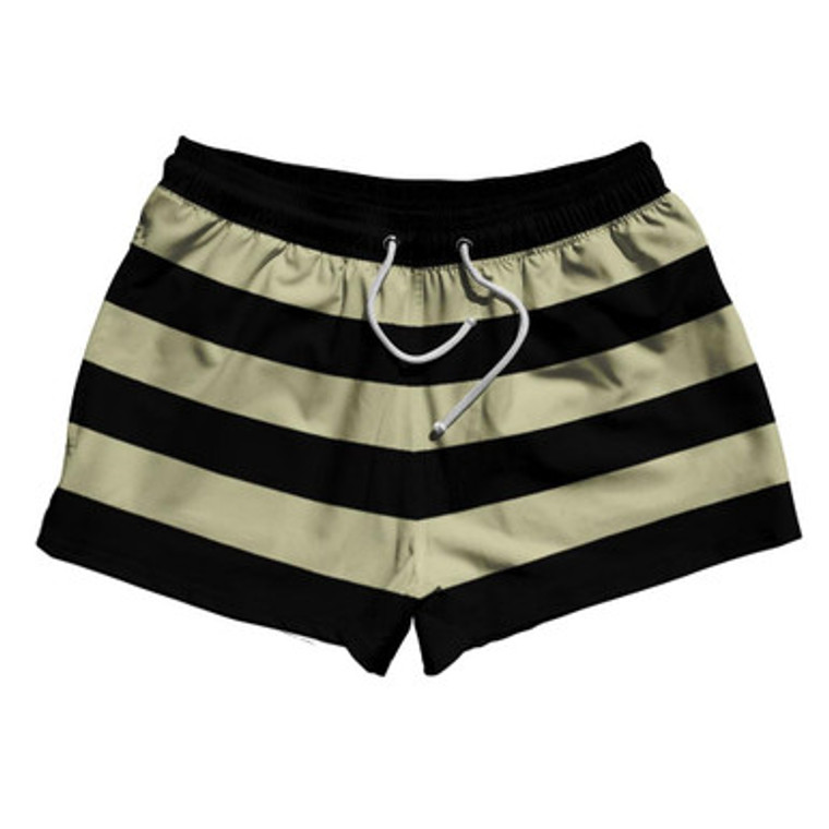 Vegas Gold & Black Horizontal Stripe 2.5" Swim Shorts Made in USA by Ultras