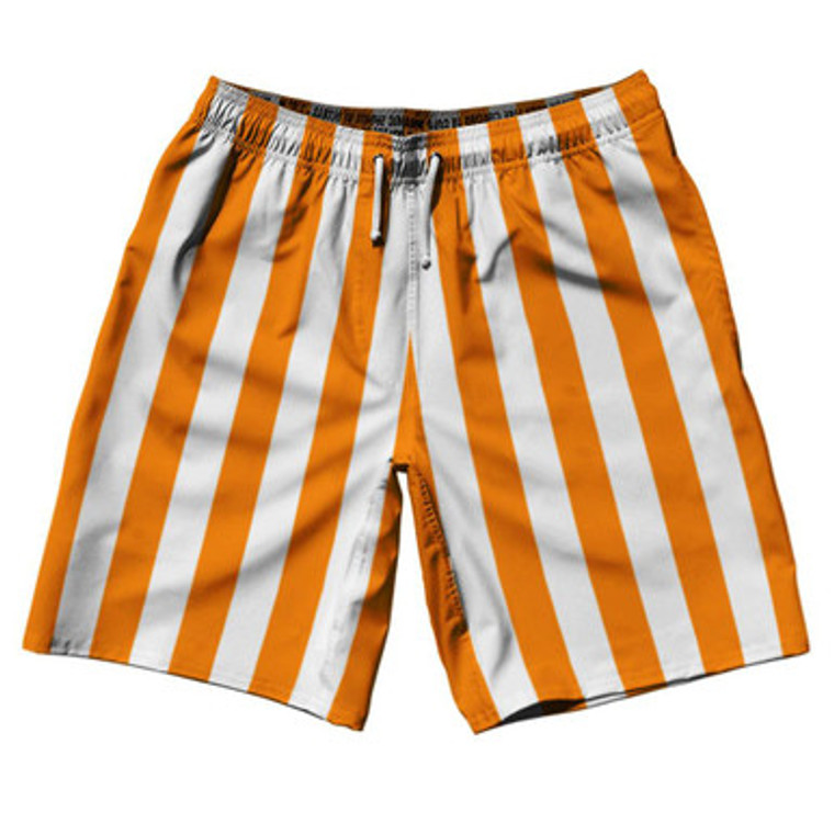 Tennessee Orange & White Vertical Stripe 10" Swim Shorts Made in USA by Ultras