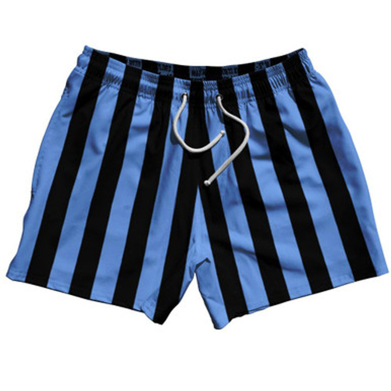 Carolina Blue & Black Vertical Stripe 5" Swim Shorts Made in USA by Ultras