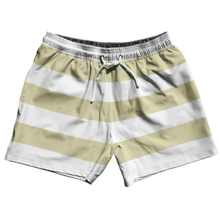 Vegas Gold & White Horizontal Stripe 5" Swim Shorts Made in USA by Ultras