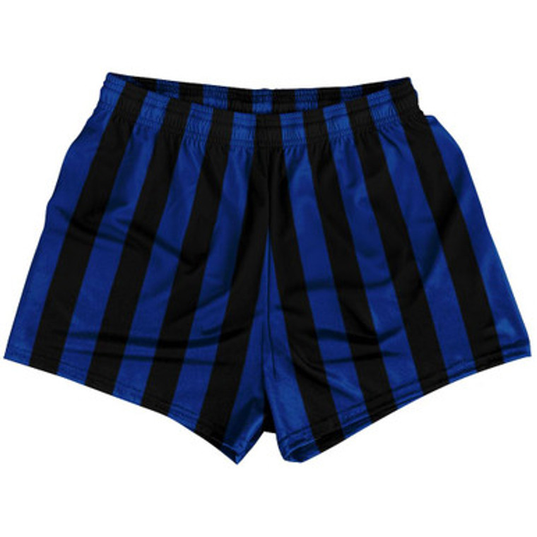 Royal Blue & Black Vertical Stripe Womens & Girls Sport Shorts End Made In USA by Ultras