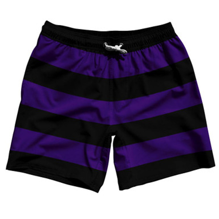 Laker Purple & Black Horizontal Stripe 7" Swim Shorts Made in USA by Ultras
