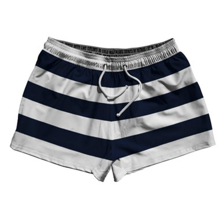 Navy & White Horizontal Stripe 2.5" Swim Shorts Made in USA by Ultras