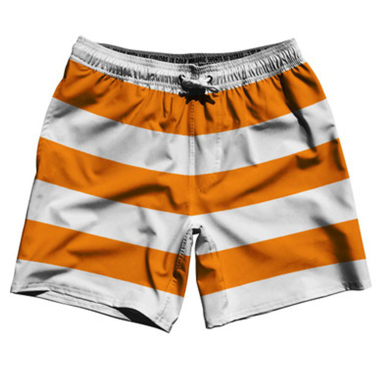 Tennessee Orange & White Horizontal Stripe 7" Swim Shorts Made in USA by Ultras