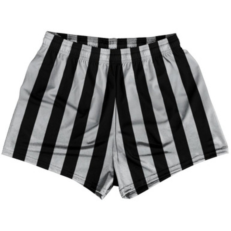 Medium Gray & Black Vertical Stripe Womens & Girls Sport Shorts End Made In USA by Ultras