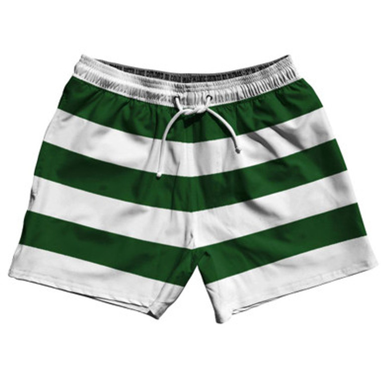 Hunter Green & White Stripe 5" Swim Shorts by Ultras
