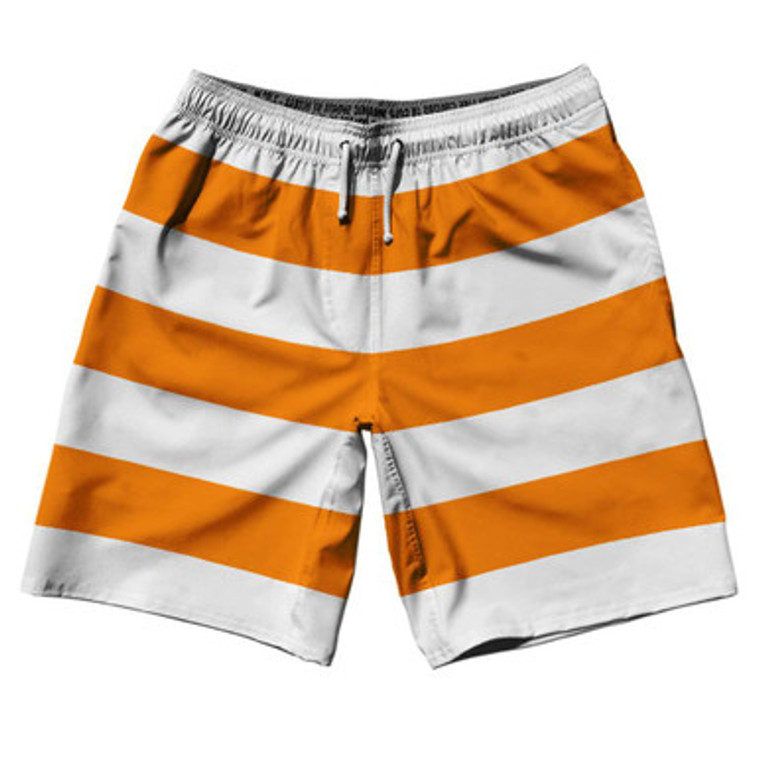 Tennessee Orange & White Horizontal Stripe 10" Swim Shorts Made in USA by Ultras
