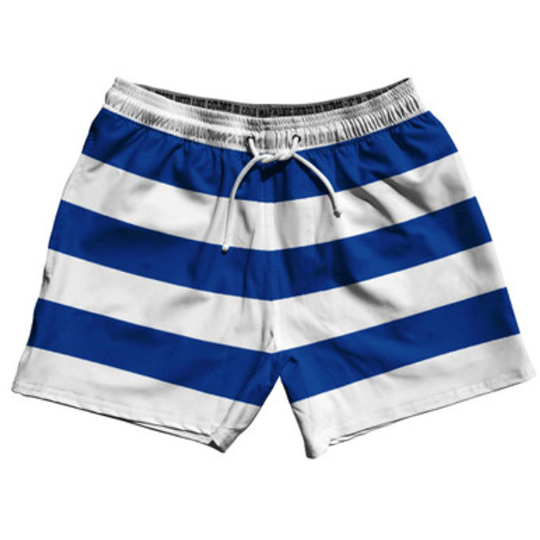 Royal Blue & White Horizontal Stripe 5" Swim Shorts Made in USA by Ultras