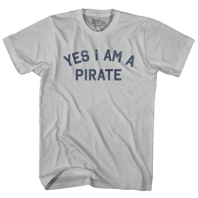 Yes I Am A Pirate Adult Cotton T-shirt - Cool Grey