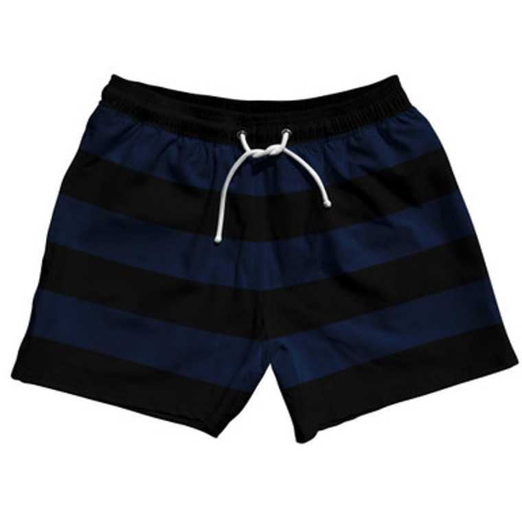 Navy & Black Horizontal Stripe 5" Swim Shorts Made in USA by Ultras