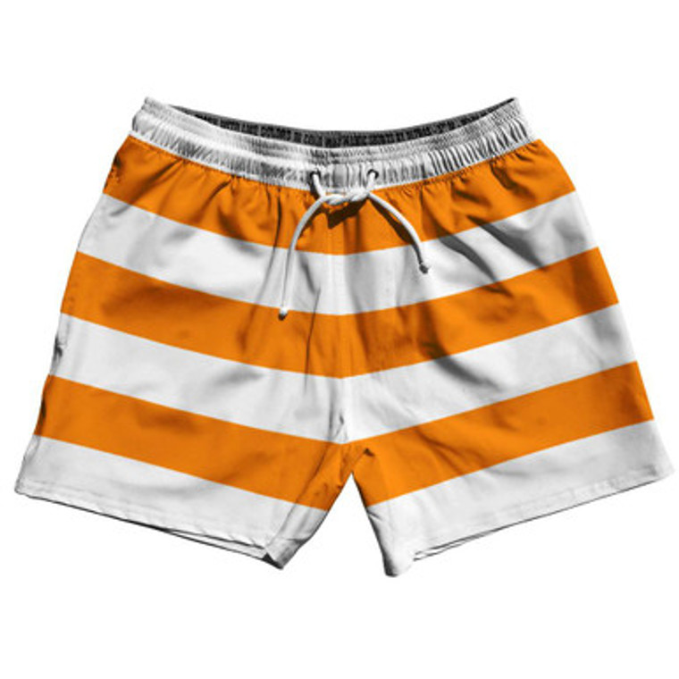 Tennessee Orange & White Horizontal Stripe 5" Swim Shorts Made in USA by Ultras
