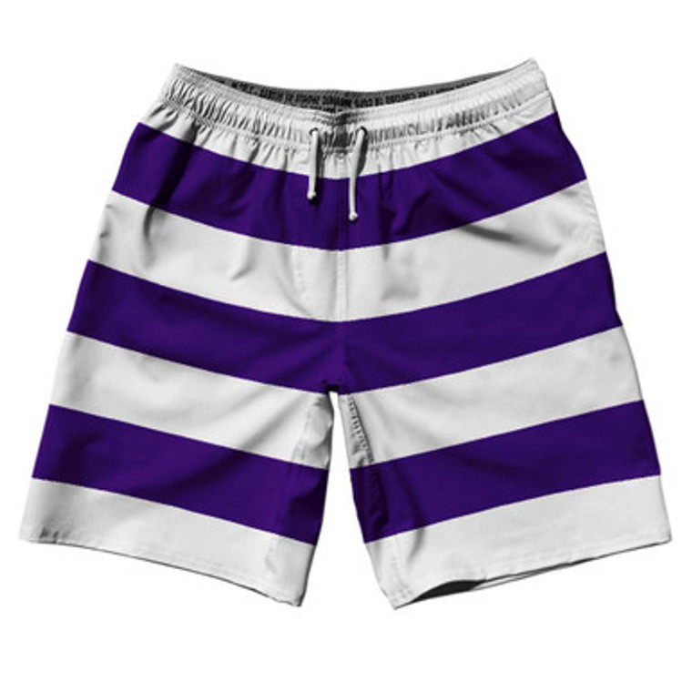 Laker Purple & White Horizontal Stripe 10" Swim Shorts Made in USA by Ultras