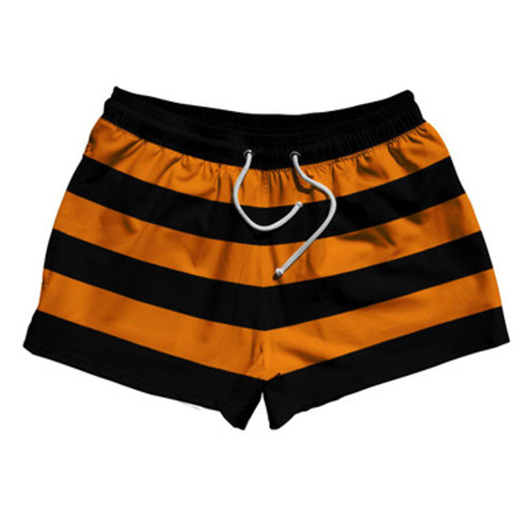 Tennessee Orange & Black Horizontal Stripe 2.5" Swim Shorts Made in USA by Ultras