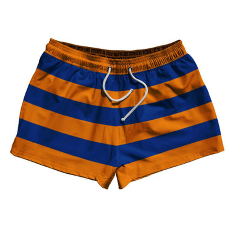 Royal Blue & Tennessee Orange Horizontal Stripe 2.5" Swim Shorts Made in USA by Ultras