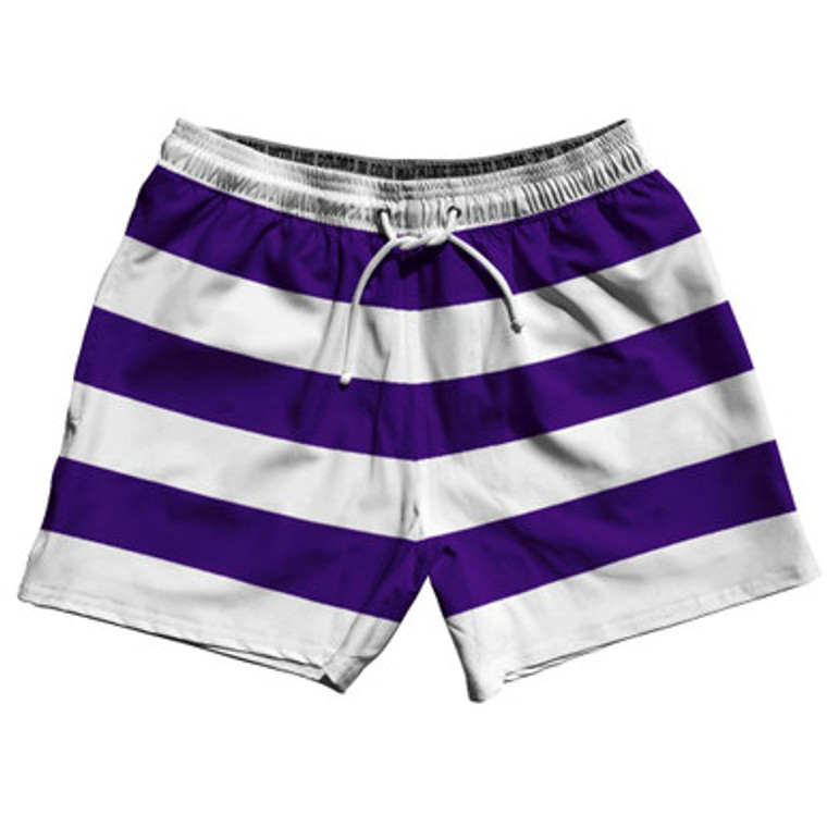 Laker Purple & White Horizontal Stripe 5" Swim Shorts Made in USA by Ultras