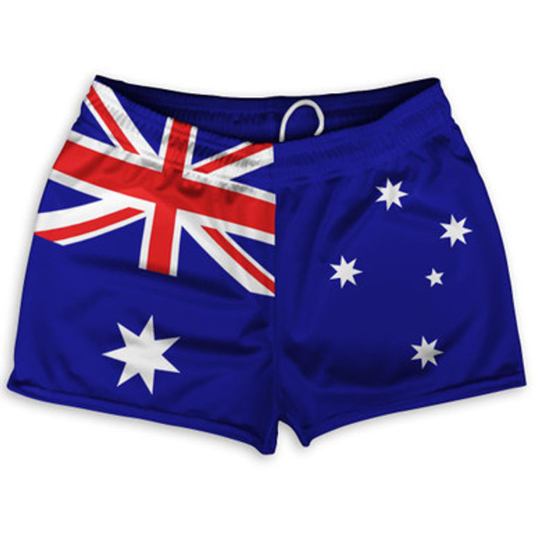 Australia Flag Shorty Short Gym Shorts 2.5"Inseam Made in USA - Royal