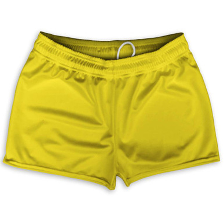Yellow Shorty Short Gym Shorts 2.5"Inseam Made in USA - Yellow