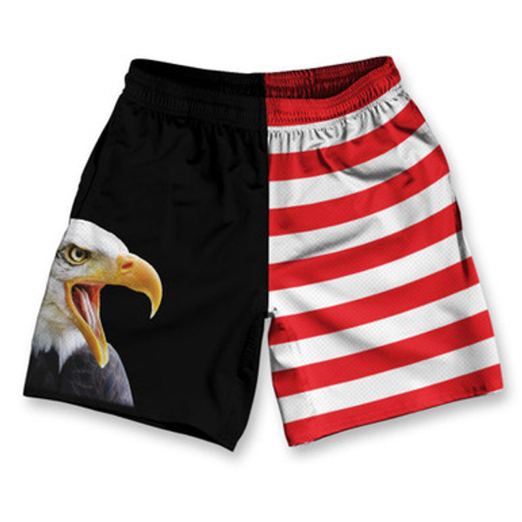 American Eagle USA Flag Athletic Running Fitness Exercise Shorts 7" Inseam Made in USA - Red White
