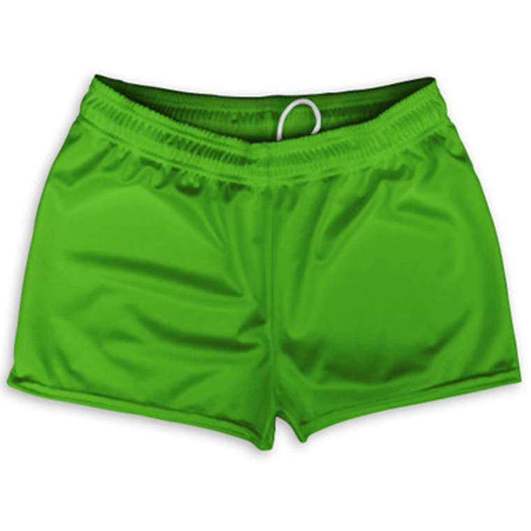 Green Lime Shorty Short Gym Shorts 2.5"Inseam Made in USA - Green