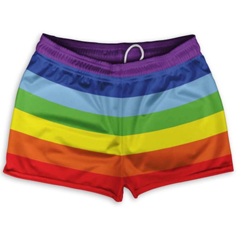 Rainbow Shorty Short Gym Shorts 2.5"Inseam Made in USA - Rainbow