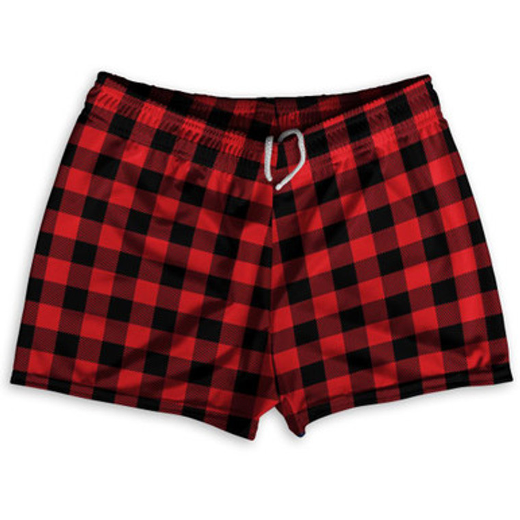 Lumber Jack Shorty Short Gym Shorts 2.5"Inseam Made in USA - Red