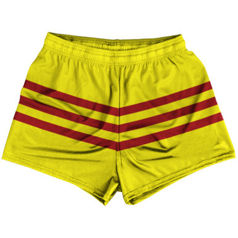 South Of Vietnam Flag Womens & Girls Sport Shorts End Made In USA - Yellow Red