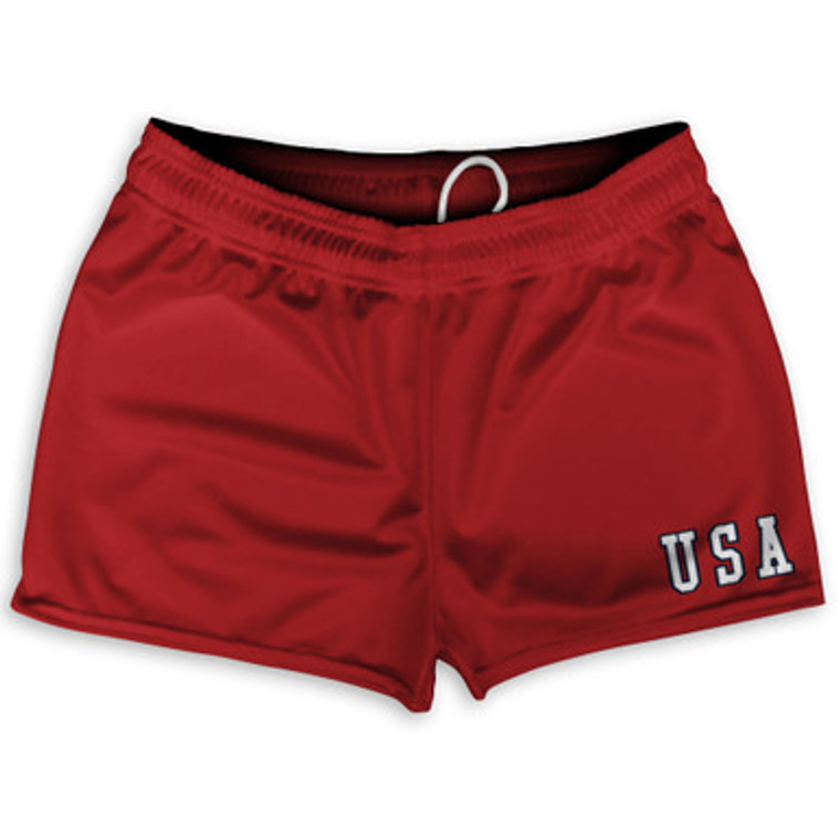 USA Gump Shorty Short Gym Shorts 2.5" Inseam Made In USA - Red