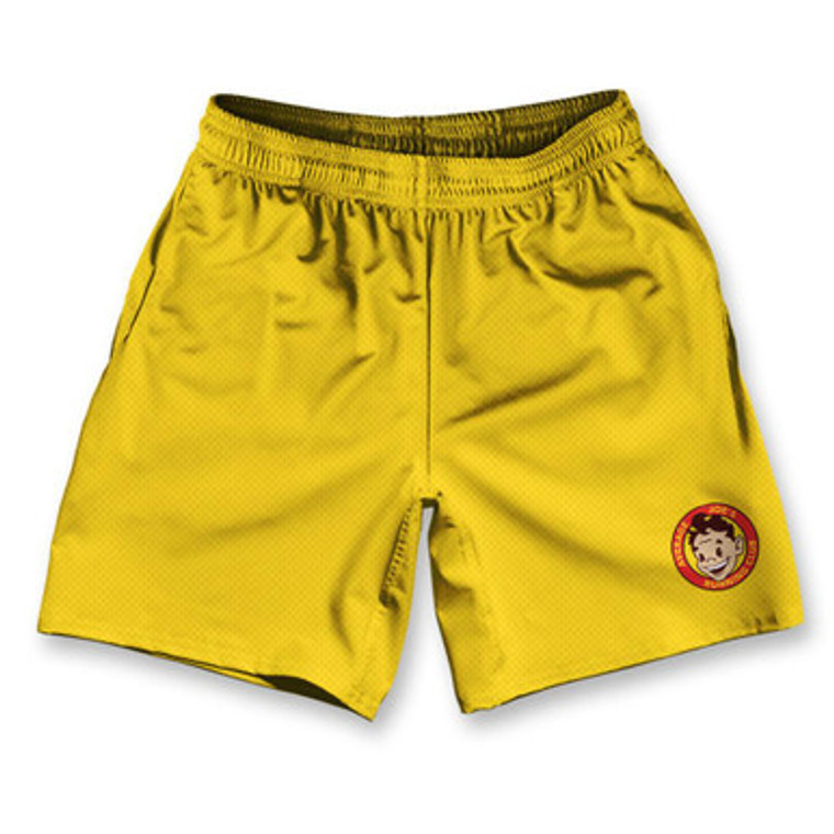 Average Joes Gym Logo Yellow Athletic Running Fitness Exercise Shorts 7" Inseam Made in USA-Yellow