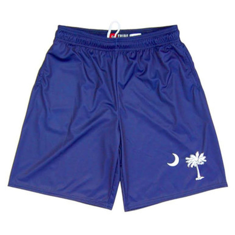 South Carolina Palmetto Flag Lacrosse Shorts Made in USA - Navy