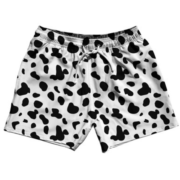 Dalmatian Dog Spots Pattern 5" Swim Shorts Made in USA - White Black