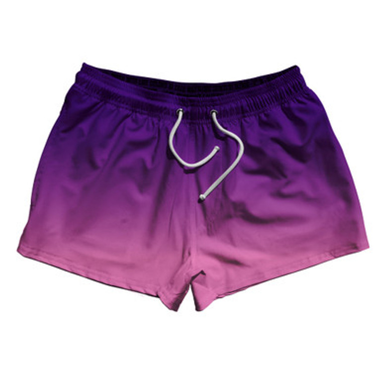 Indigo And Pink Ombre 2.5" Swim Shorts Made in USA - Hot Pink