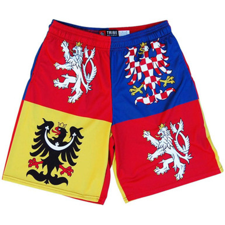 Czech Republic Coat of Arms Lacrosse Shorts Made in USA - Blue