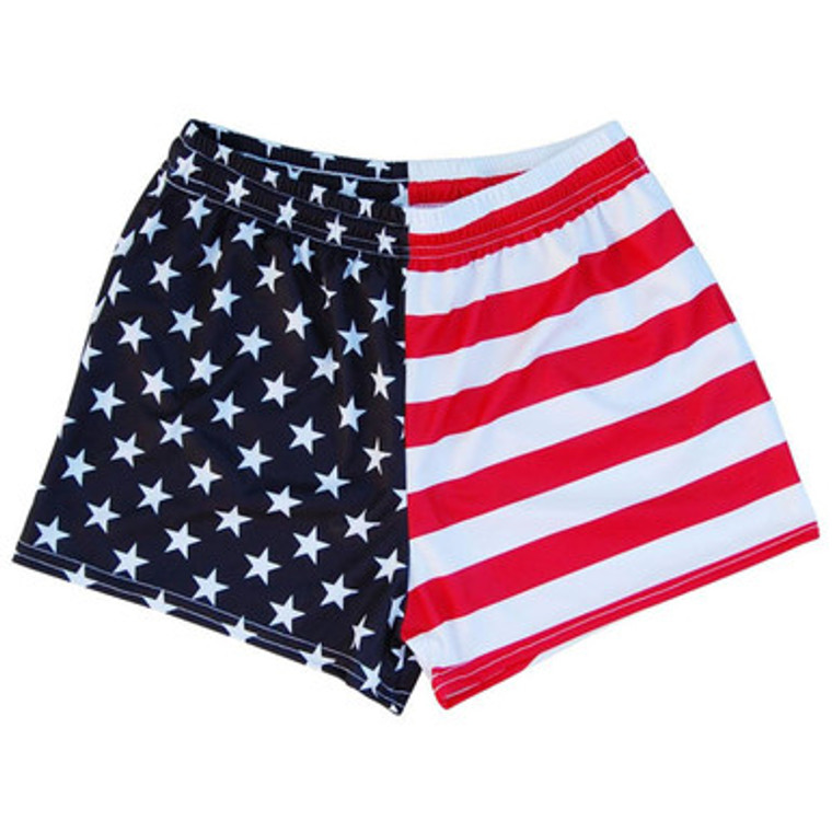 Womens American Flag Jacks Sport Shorts Made In USA - Red White and Blue