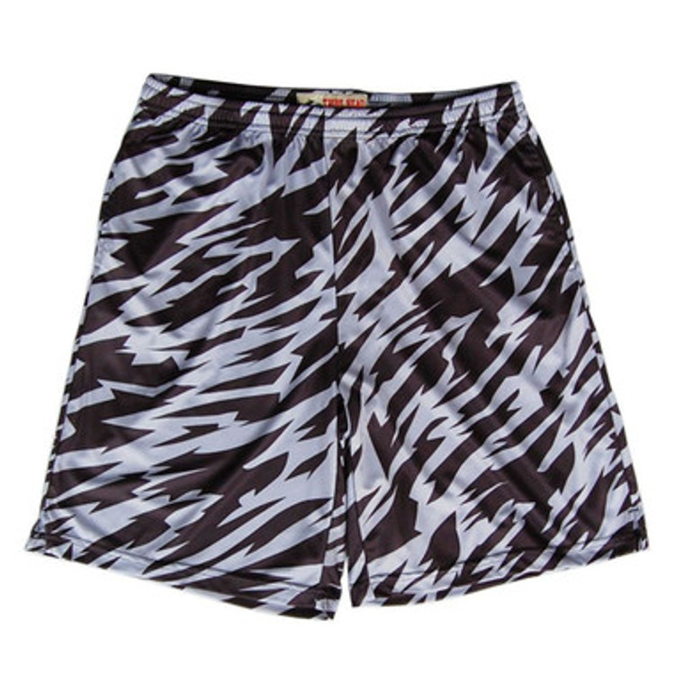 Black and Grey  Two-Tone Camo Sublimated Lacrosse Shorts Made in USA - Black