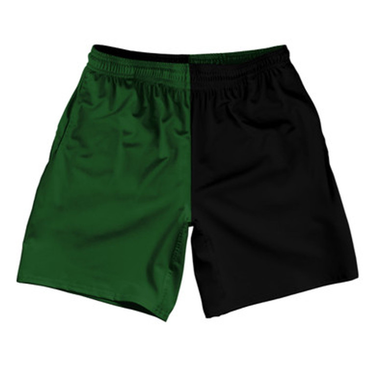 Hunter Green And Black Quad Color Athletic Running Fitness Exercise Shorts 7" Inseam Shorts Made In USA