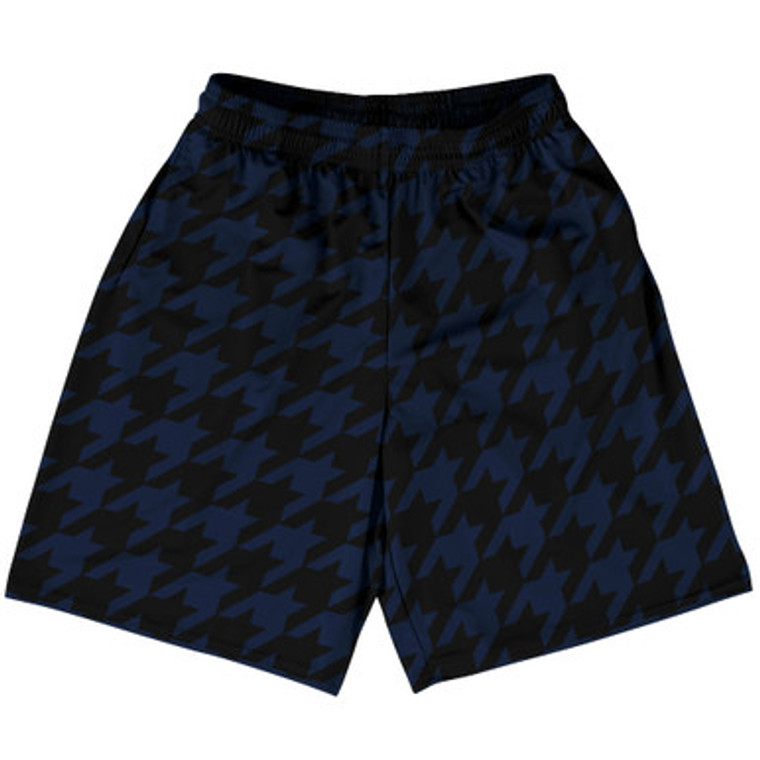Blue Navy And Black Houndstooth Lacrosse Shorts Made In USA