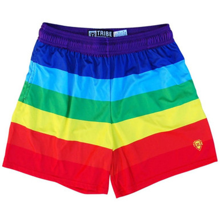 Womens Rainbow Lacrosse Game Shorts Made in USA - Red