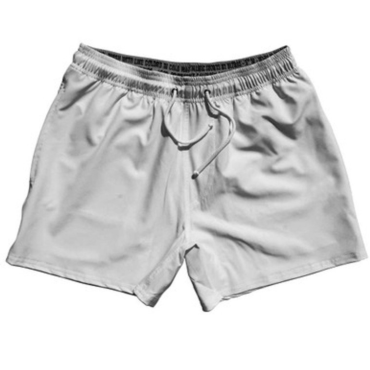 Blank 5" Swim Shorts Made in USA - White