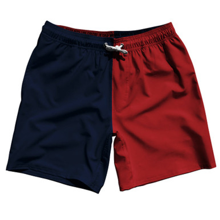 Blue Navy And Red Dark Quad Color Swim Shorts 7" Made In USA