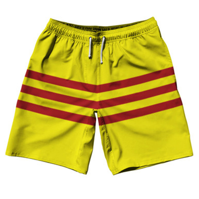 South Of Vietnam Flag 10" Swim Shorts Made in USA - Yellow Red