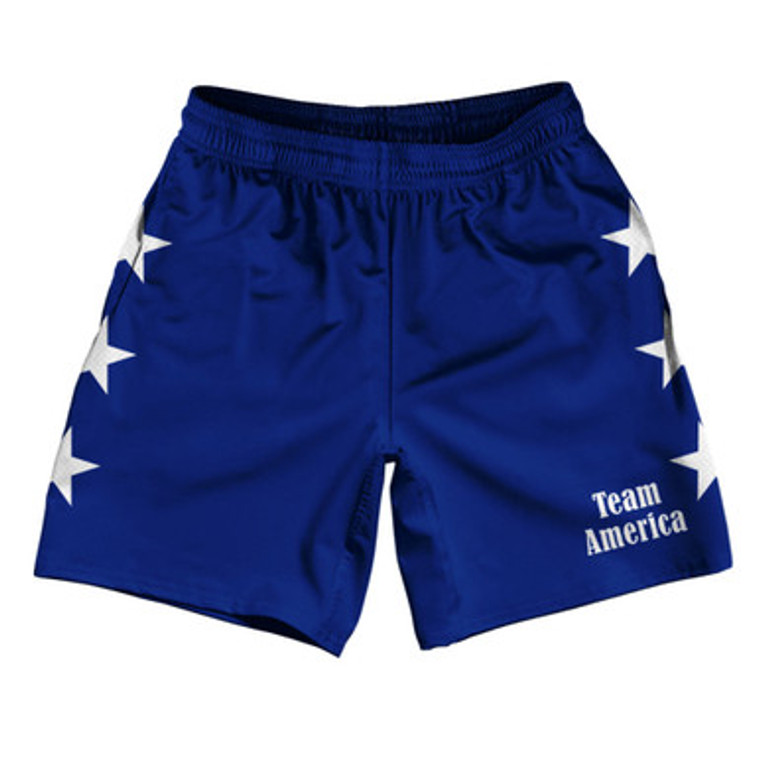 Team America Soccer Shorts Made In USA - Blue and White