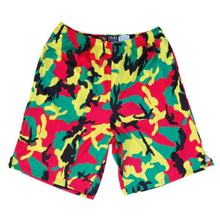 Rasta Camo Sublimated Lacrosse Shorts Made in USA - Camo