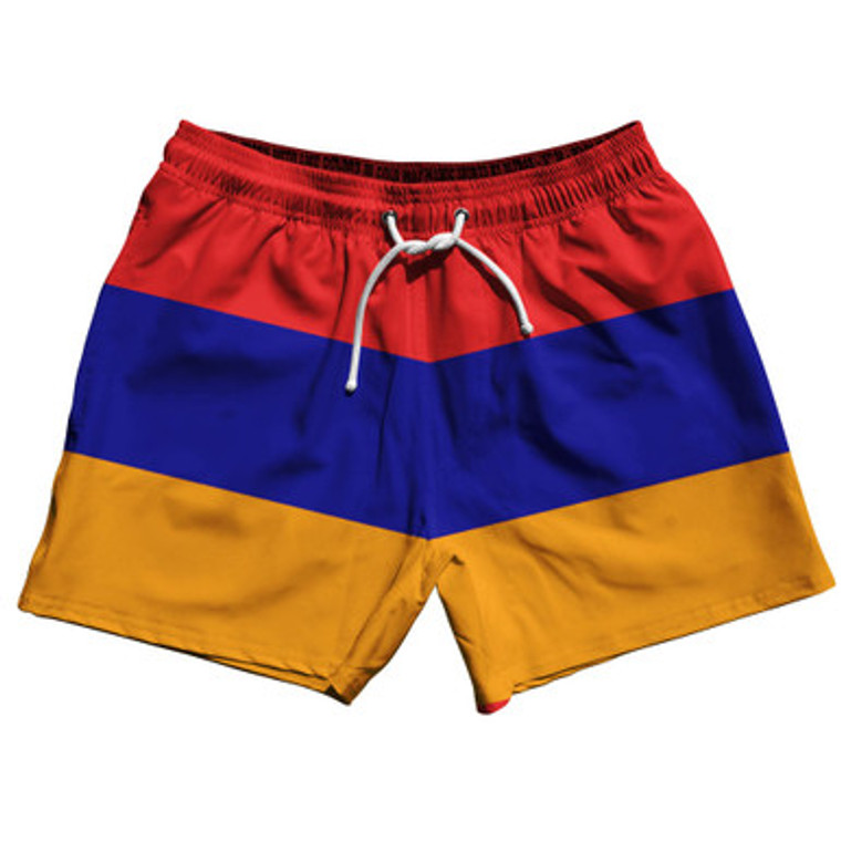 Armenia Country Flag 5" Swim Shorts Made in USA - Red Blue Yellow