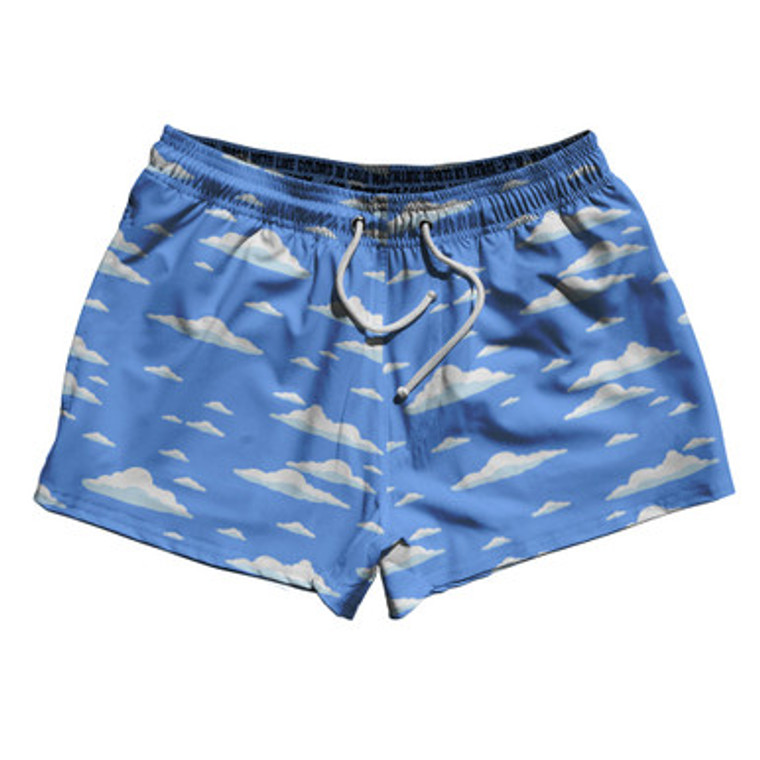 Clouds 2.5" Swim Shorts Made in USA - Blue White